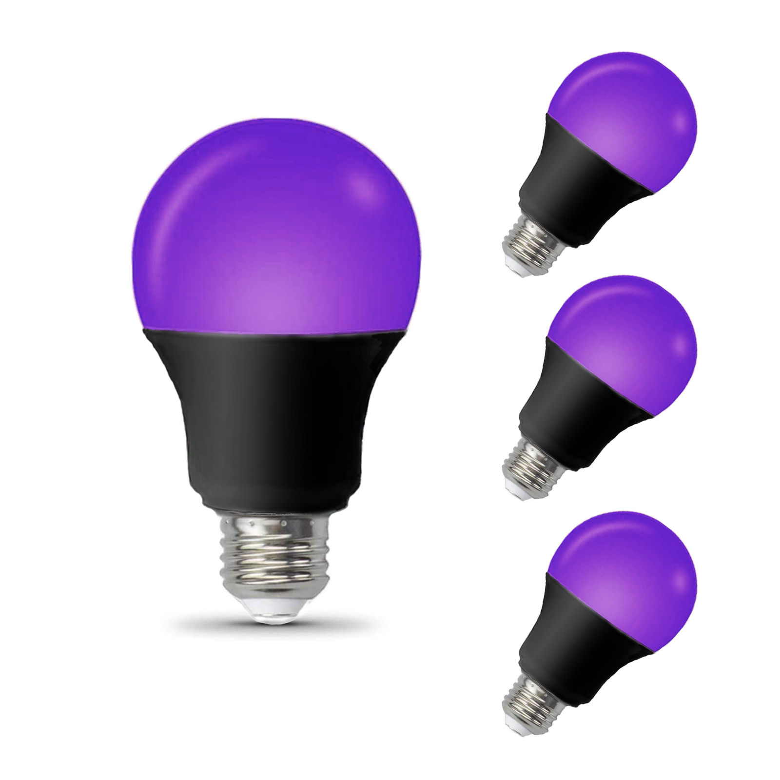 LED Black Light Bulbs, 6W (40W Equivalent) UVA Level 395-405nm, A19 E26 UV Black light Glow-in-the-dark for Body Paints, Birthday Party decoration , Fluorescent Posters, Club , Body Paints, Neon Poste